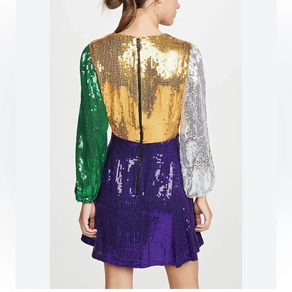 Alice +‎ Olivia Blaze Multicolor Sequinned Blouson Sleeve Mini Dress size 6 - Picture 2 of 6
